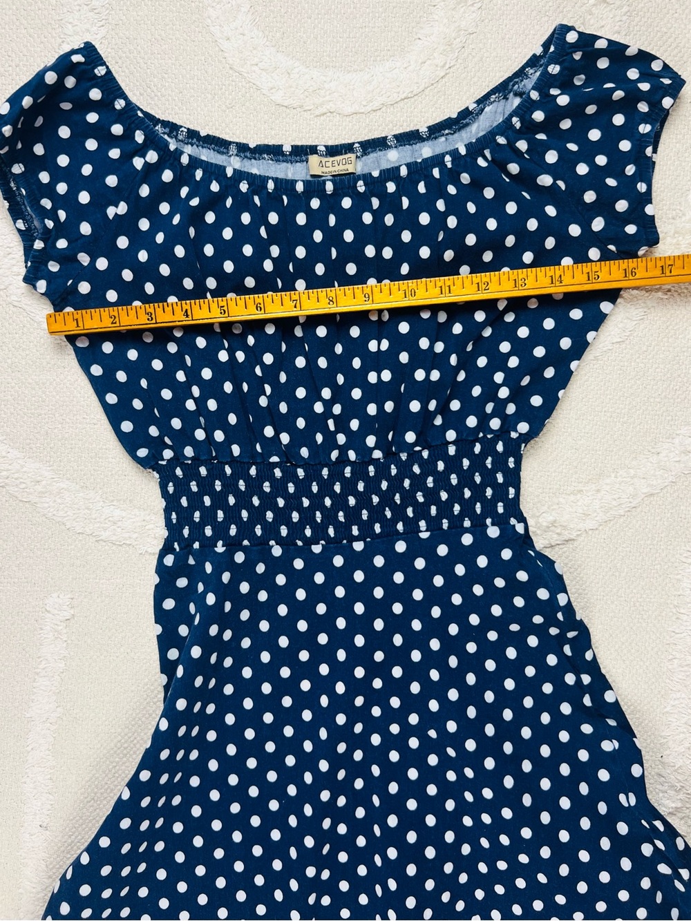 Polka Dot Navy and White Dress – M | Retro-Inspired - Picture 12 of 15